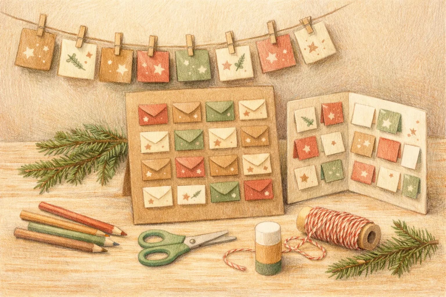 Basteln - Adventskalender aus Papier basteln: Tüten, Umschläge und Türchen - Drei Adventskalender aus Papier ab 3 Jahren: Tütenkette, Umschlag-Kalender und Türchen-Blatt – mit Materialkosten, Zeitbedarf, Füllideen und den Fehlern, die jede Variante typischerweise ruinieren.