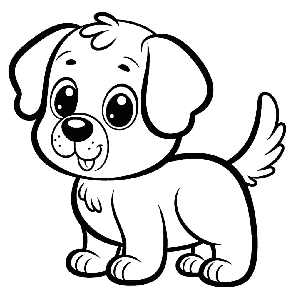 Ausmalbild - Freundlicher Hund - Hund, Tiere, Haustier