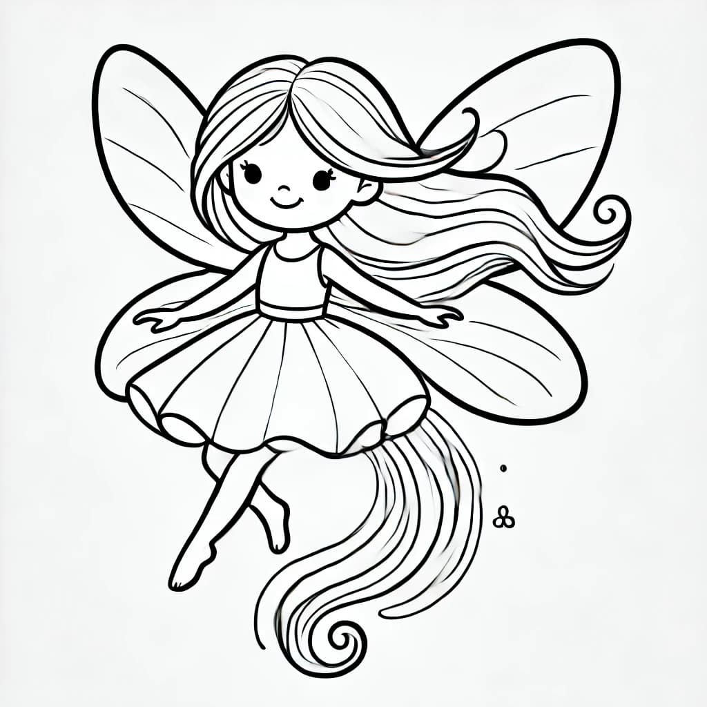 Ausmalbild - Zauberhafte Fee - Fee, Flügel, Märchen, Zauber