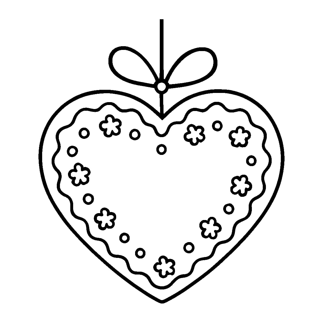 Ausmalbild - Lebkuchenherz mit Zuckergussrand - Advent, Lebkuchen, Lebkuchenherz
