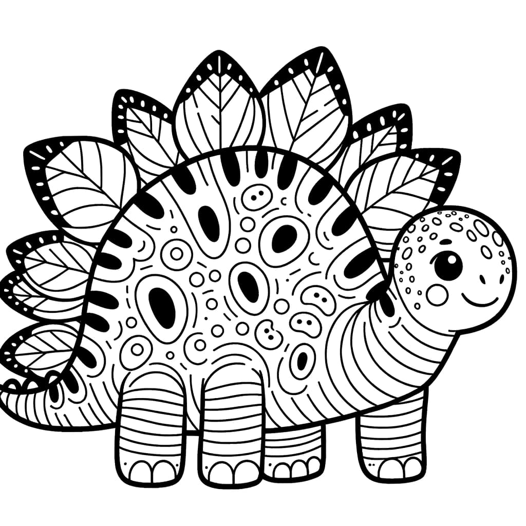 Ausmalbild - Der freundliche Stegosaurus - Stegosaurus, Dinosaurier, prähistorisch