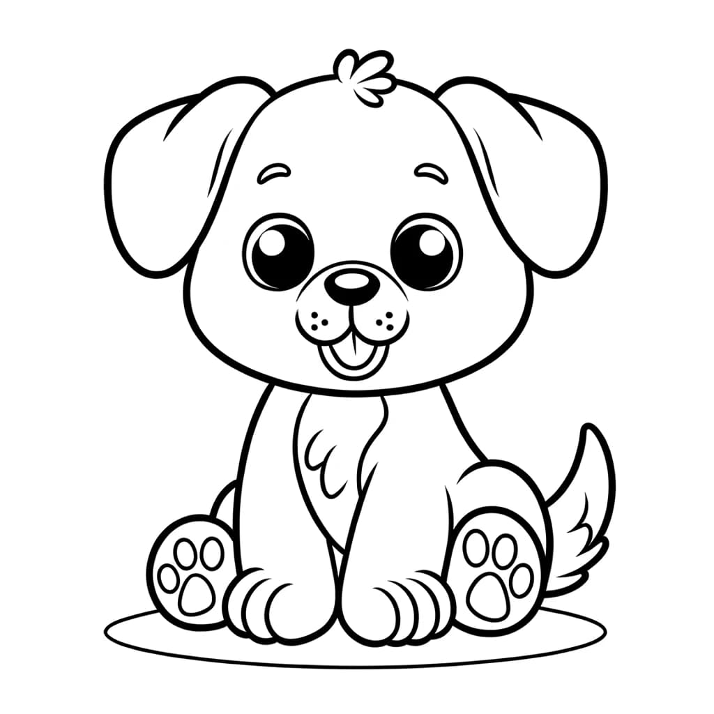 Ausmalbild - Freundlicher Hund zum Ausmalen - Hund, Cartoon, Ausmalen, Kinder