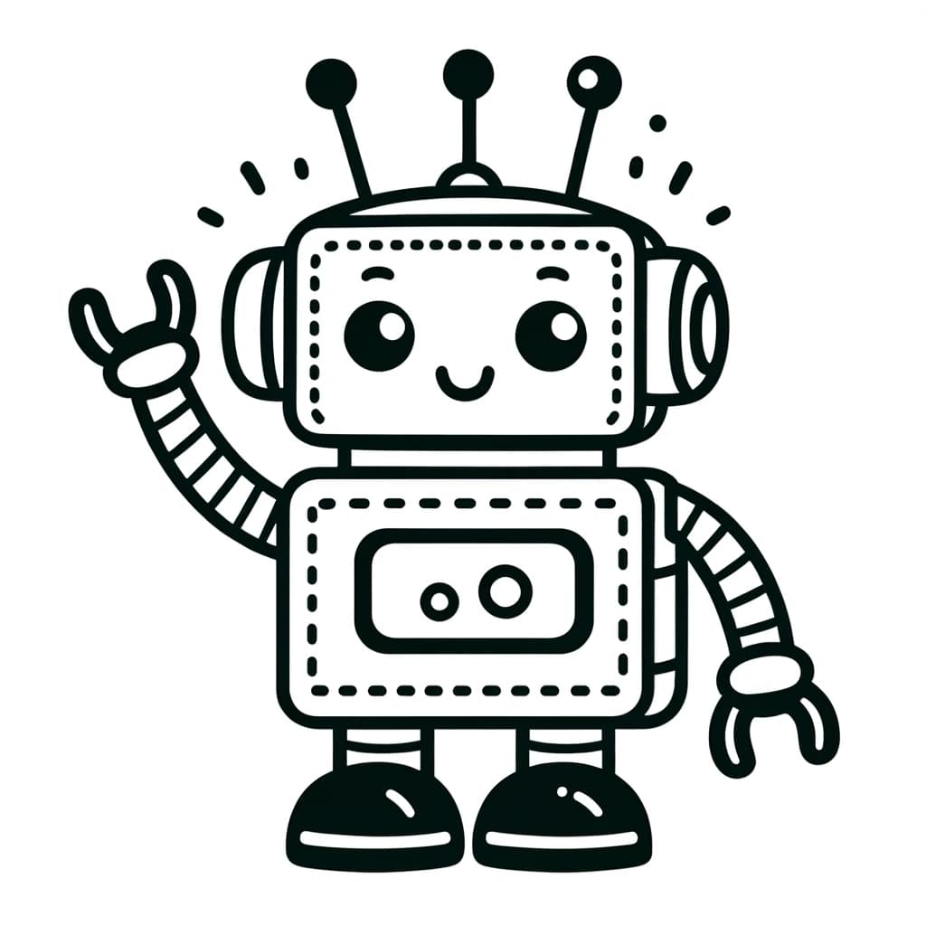 Ausmalbild - Freundlicher Roboter - Roboter, Kinder, Freundlich