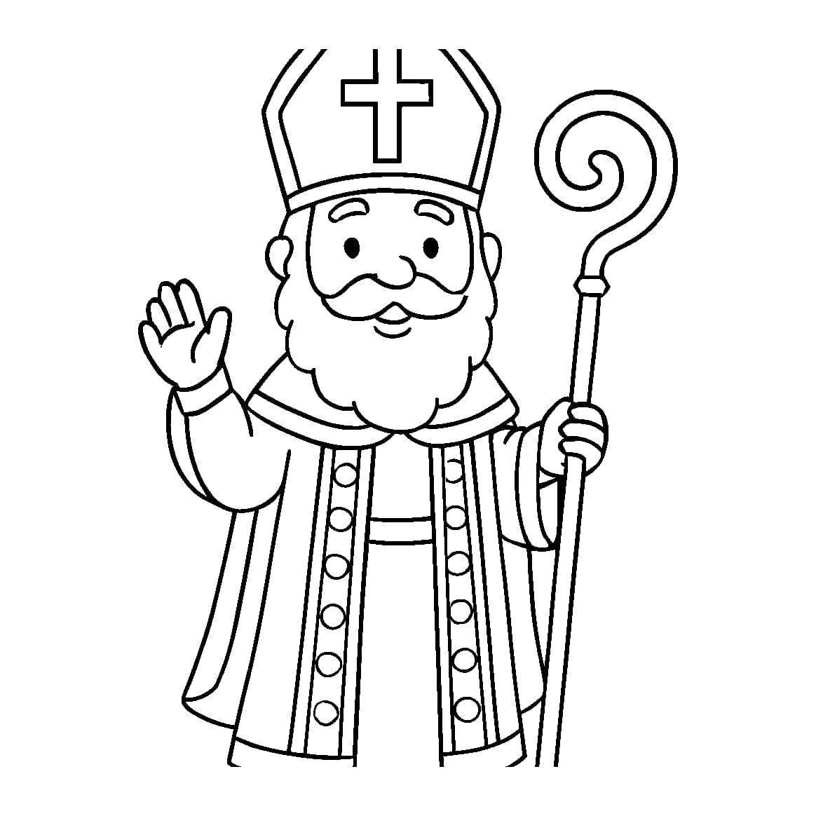 Ausmalbild - Nikolaus mit Bischofsstab - Nikolaus, Bischofsstab, Mitra