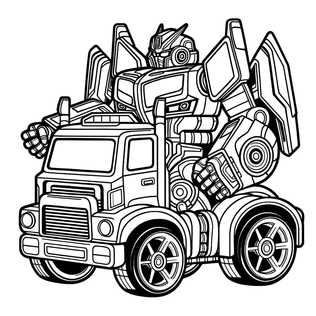 Ausmalbild - Roboter-Auto Transformer - Roboter, Auto, Transformer, Fahrzeug