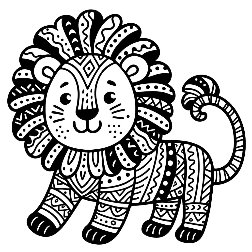 Ausmalbild - Der König der Savanne - Löwe, Savanne, Wildtier