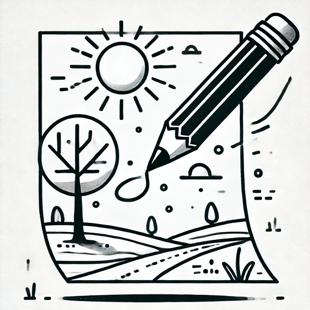 Ausmalbild - Der magische Stift - Stift, Magie, Zeichnen, Bild